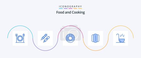 Téléchargez les illustrations : Food Blue 5 Icon Pack Including . food. spoon. kitchen - en licence libre de droit