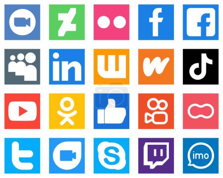 Téléchargez les illustrations : 20 Social Media Icons for Your Branding such as douyin; literature; fb; wattpad and professional icons. Eye catching and high quality - en licence libre de droit