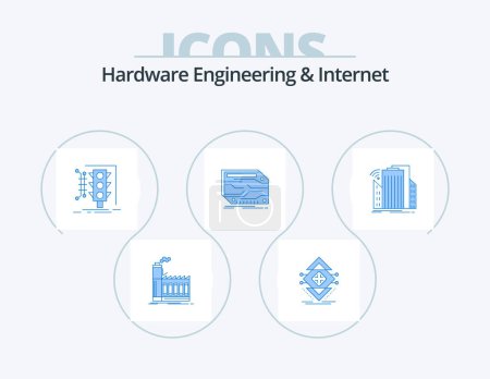 Illustration for Hardware Engineering And Internet Blue Icon Pack 5 Icon Design. custom. card. science. traffic. monitoring - Royalty Free Image