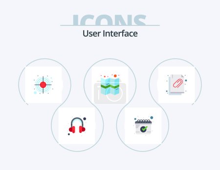 Illustration for User Interface Flat Icon Pack 5 Icon Design. . document. goal. attachment. map - Royalty Free Image