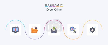 Téléchargez les illustrations : Cyber Crime Flat 5 Icon Pack Including virus. find. virus. bug. letter - en licence libre de droit