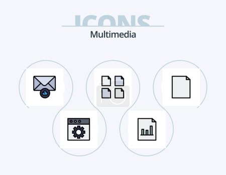 Téléchargez les illustrations : Multimedia Line Filled Icon Pack 5 Icon Design. . . file. page. document - en licence libre de droit