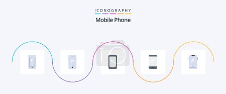 Téléchargez les illustrations : Mobile Phone Flat 5 Icon Pack Including . - en licence libre de droit