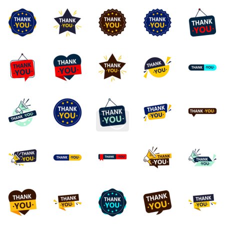 Illustration for 25 Innovative Vector Icons for Thank You Notes - Royalty Free Image