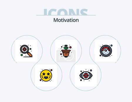 Ilustración de Motivation Line Filled Icon Pack 5 Icon Design. eye. target. clipboard. goal. task - Imagen libre de derechos