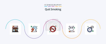 Illustration for Quit Smoking Line Filled Flat 5 Icon Pack Including watch. cigarette. cigarette. death. smoking - Royalty Free Image