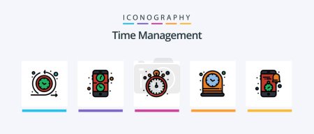 Ilustración de Time Management Line Filled 5 Icon Pack Including old. clock. time. home. wall watch. Creative Icons Design - Imagen libre de derechos