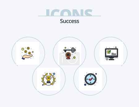 Ilustración de Sucess Line Filled Icon Pack 5 Icon Design. winner. reward. awards. winner. hand - Imagen libre de derechos