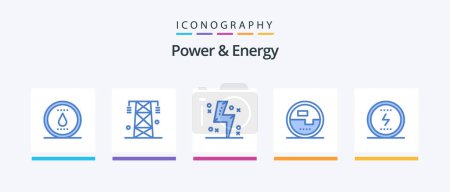 Illustration for Power And Energy Blue 5 Icon Pack Including measuring. electronics. tower. construction and tools. energy. Creative Icons Design - Royalty Free Image