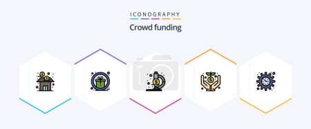 Téléchargez les illustrations : Crowdfunding 25 FilledLine icon pack including project. money. reward. funding. crowd - en licence libre de droit