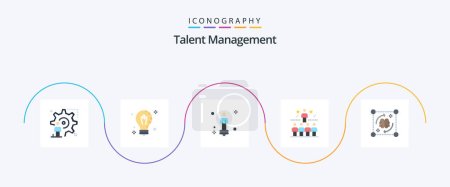 Téléchargez les illustrations : Talent Management Flat 5 Icon Pack Including star. position. solution. male. solution - en licence libre de droit