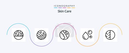 Ilustración de Skin Line 5 Icon Pack Including dermatologist. natural oil. dermatology. healthy fat. fatty acid - Imagen libre de derechos