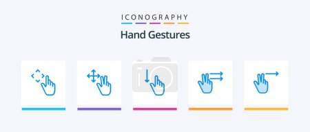 Illustration for Hand Gestures Blue 5 Icon Pack Including . finger. right. fingers. Creative Icons Design - Royalty Free Image