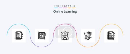 Illustration for Online Learning Line 5 Icon Pack Including book. pencil. learning. learning. art - Royalty Free Image
