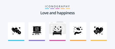 Ilustración de Love Glyph 5 Icon Pack Including love. hand. romance. care. love. Creative Icons Design - Imagen libre de derechos