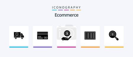 Téléchargez les illustrations : Ecommerce Glyph 5 Icon Pack Including ecommerce. ecommerce. payments. barcodes. dollar. Creative Icons Design - en licence libre de droit