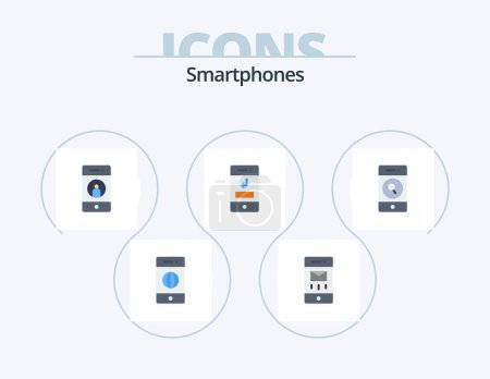 Ilustración de Smartphones Flat Icon Pack 5 Icon Design. technology. missed. add. call. phone - Imagen libre de derechos