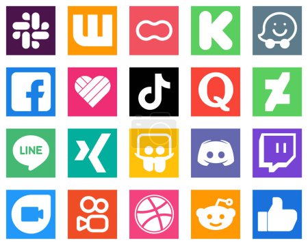 Téléchargez les illustrations : 20 Stylish Social Media Icons such as quora; china; facebook; video and tiktok icons. Clean and professional - en licence libre de droit