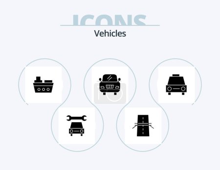 Téléchargez les illustrations : Vehicles Glyph Icon Pack 5 Icon Design. transport. sedans. boat. car. car - en licence libre de droit