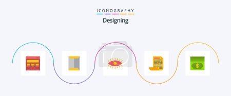 Ilustración de Designing Flat 5 Icon Pack Including cash. design. closet. file. watch - Imagen libre de derechos