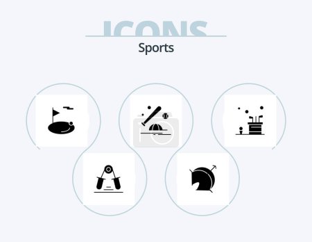 Ilustración de Sports Glyph Icon Pack 5 Icon Design. bat. baseball. point. sport. hole - Imagen libre de derechos