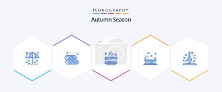 Illustration for Autumn 25 Blue icon pack including leaf. fence. bowl. border. fall - Royalty Free Image