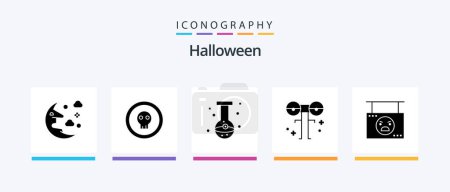 Illustration for Halloween Glyph 5 Icon Pack Including monster. eyed. pirate. big. eye. Creative Icons Design - Royalty Free Image