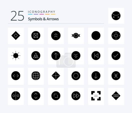Illustration for Symbols & Arrows 25 Solid Glyph icon pack including sign. round. circle. circle. logo - Royalty Free Image