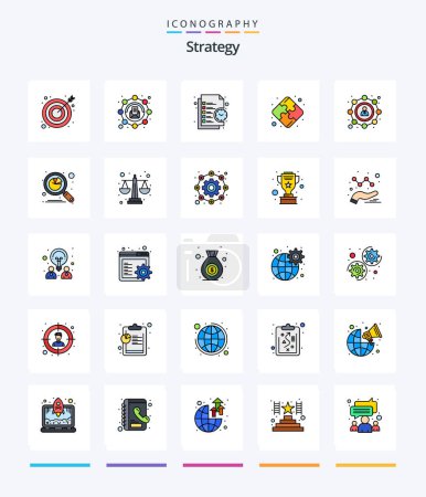 Illustration for Creative Strategy 25 Line FIlled icon pack  Such As seo. teamwork. business. strategy. time - Royalty Free Image