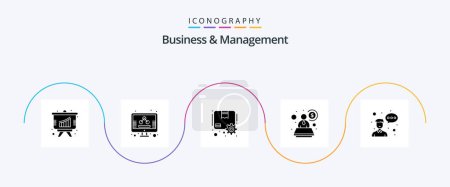 Téléchargez les illustrations : Business And Management Glyph 5 Icon Pack Including profession. employee. package. avatar. consultant - en licence libre de droit