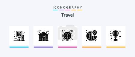 Téléchargez les illustrations : Travel Glyph 5 Icon Pack Including travel. pin. tree. destination. about. Creative Icons Design - en licence libre de droit