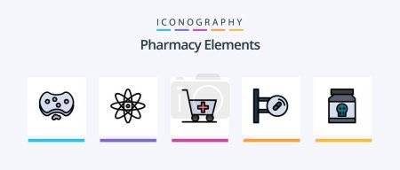 Illustration for Pharmacy Elements Line Filled 5 Icon Pack Including medical . medical . soup. medical. Creative Icons Design - Royalty Free Image
