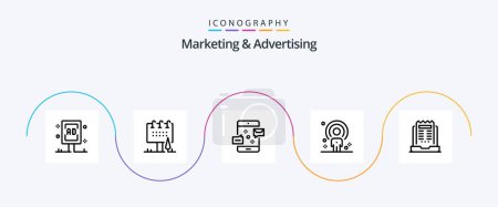Ilustración de Marketing And Advertising Line 5 Icon Pack Including news. business. marketing. recruitment. people - Imagen libre de derechos