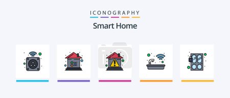 Illustration for Smart Home Line Filled 5 Icon Pack Including surveillance. security. smart. home. network. Creative Icons Design - Royalty Free Image