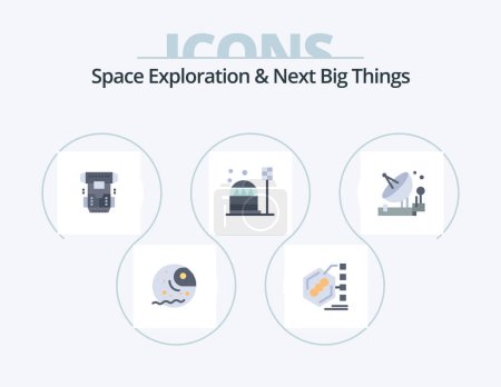 Ilustración de Space Exploration And Next Big Things Flat Icon Pack 5 Icon Design. dome. colony. life. base. cryonics - Imagen libre de derechos