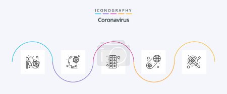 Illustration for Coronavirus Line 5 Icon Pack Including bacteria. covid. brain. coronavirus. worldwide - Royalty Free Image