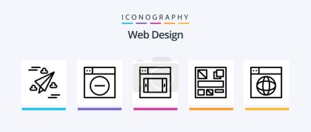 Illustration for Web Design Line 5 Icon Pack Including grid. designer. add. design. app. Creative Icons Design - Royalty Free Image