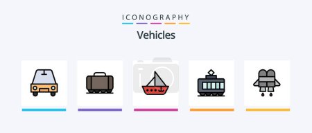 Ilustración de Vehicles Line Filled 5 Icon Pack Including . transport. truck. Creative Icons Design - Imagen libre de derechos
