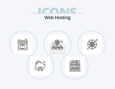 Illustration for Web Hosting Line Icon Pack 5 Icon Design. web. hosting. web. globe. optimization - Royalty Free Image