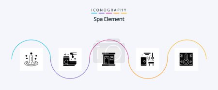 Illustration for Spa Element Glyph 5 Icon Pack Including mercury. sauna. web. relax. wellness - Royalty Free Image