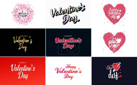 Ilustración de Happy Valentine's Day hand lettering calligraphy text and heart. isolated on white background vector illustration - Imagen libre de derechos