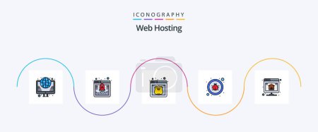 Illustration for Web Hosting Line Filled Flat 5 Icon Pack Including backup. repair. web hosting. fixing. web - Royalty Free Image