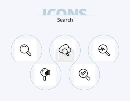 Téléchargez les illustrations : Search Line Icon Pack 5 Icon Design. search. search. search. magnify. general - en licence libre de droit