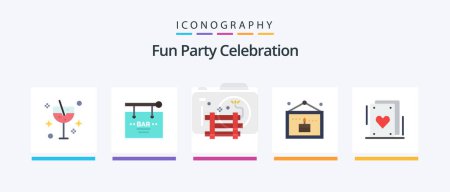 Téléchargez les illustrations : Party Flat 5 Icon Pack Including picture. celebration. sign. birthday. firework. Creative Icons Design - en licence libre de droit
