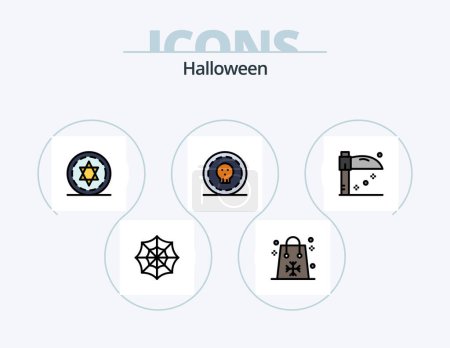 Téléchargez les illustrations : Halloween Line Filled Icon Pack 5 Icon Design. halloween. spell. easter. october. halloween - en licence libre de droit