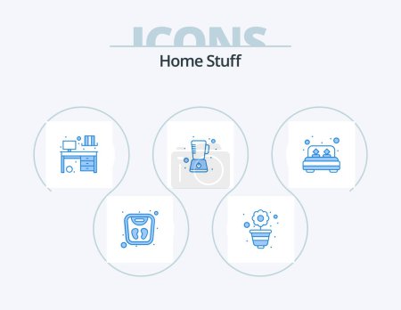 Photo for Home Stuff Blue Icon Pack 5 Icon Design. double. interior. mixer. blender - Royalty Free Image