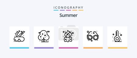 Illustration for Summer Line 5 Icon Pack Including cook. sun. goggles. glass. beach. Creative Icons Design - Royalty Free Image