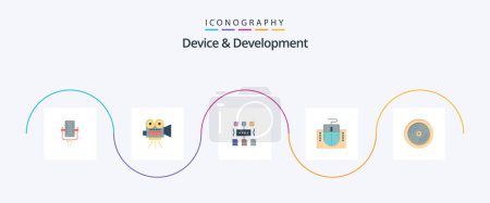 Illustration for Device And Development Flat 5 Icon Pack Including dvd. education. algorithm. hardware. mouse - Royalty Free Image