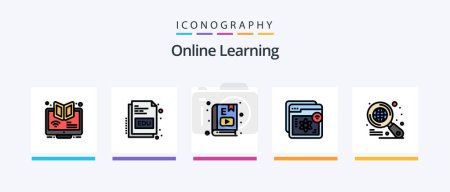 Illustration for Online Learning Line Filled 5 Icon Pack Including learning. e-learning. toddler. elearning. pencil. Creative Icons Design - Royalty Free Image