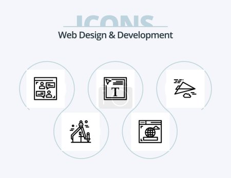 Illustration for Web Design And Development Line Icon Pack 5 Icon Design. . design. coder. camera. graphic - Royalty Free Image